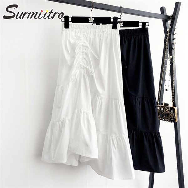 spring summer midi skirt women korean style white black irregular high waist sun school pleated female 210421
spring summer midi skirt women korean style white black irregular high waist sun school pleated female 210421
