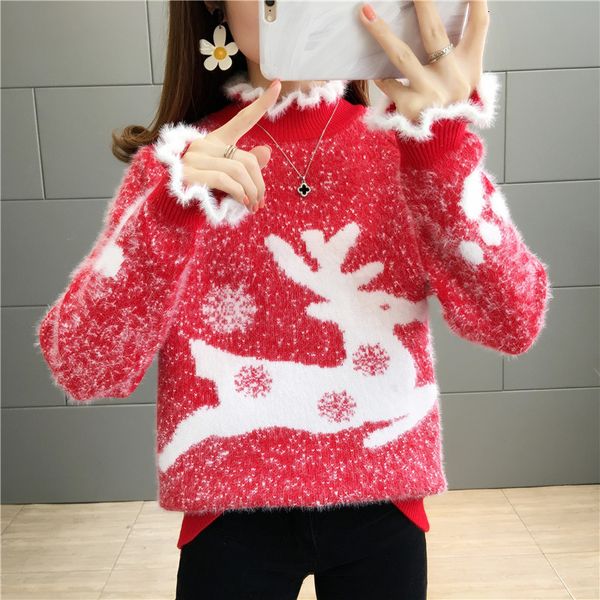 women's sweaters half turtleneck mink sweater women pullover 2021 autumn winter long sleeve ruffle knitwear loose ladies clot, White;black
women's sweaters half turtleneck mink sweater women pullover 2021 autumn winter long sleeve ruffle knitwear loose ladies clot, White;black