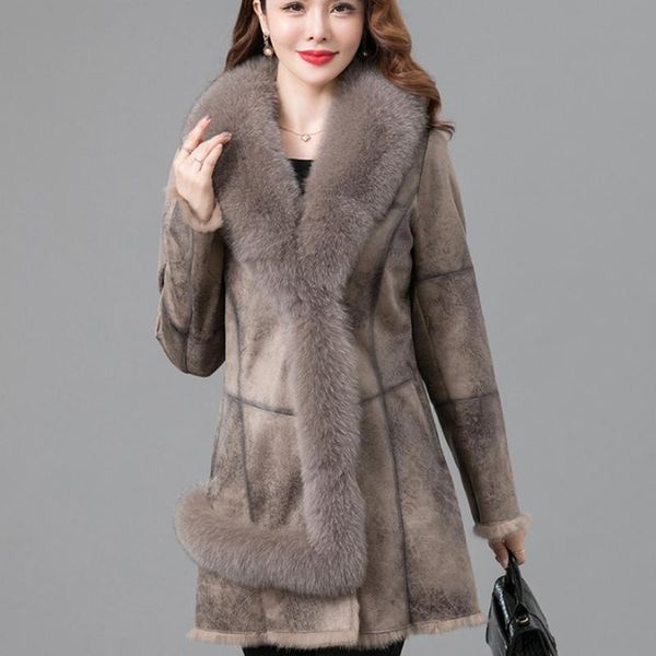 women's fur & faux 2021 winter double face overcoat women long one coat collar trims slim warm jackets, Black
women's fur & faux 2021 winter double face overcoat women long one coat collar trims slim warm jackets, Black