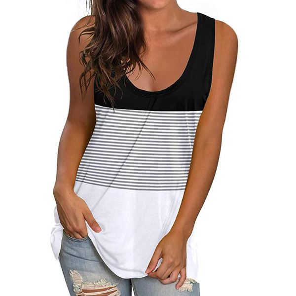 women stripe sleeveless t-shirts summer basic tunic round neck causal tank casual loose vest femme debardeur women's tanks & c, White
women stripe sleeveless t-shirts summer basic tunic round neck causal tank casual loose vest femme debardeur women's tanks & c, White