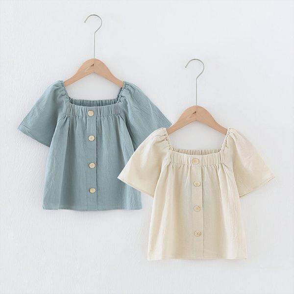 summer girls casual square neck puff sleeve t shirt children linen woven soft loose single breasted boutique top, Blue
summer girls casual square neck puff sleeve t shirt children linen woven soft loose single breasted boutique top, Blue