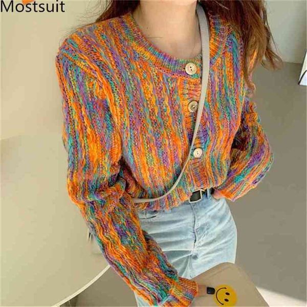 colorful striped korean cardigans sweaters women long sleeve o-neck single breasted buttons fashion ladies 210513, White
colorful striped korean cardigans sweaters women long sleeve o-neck single breasted buttons fashion ladies 210513, White