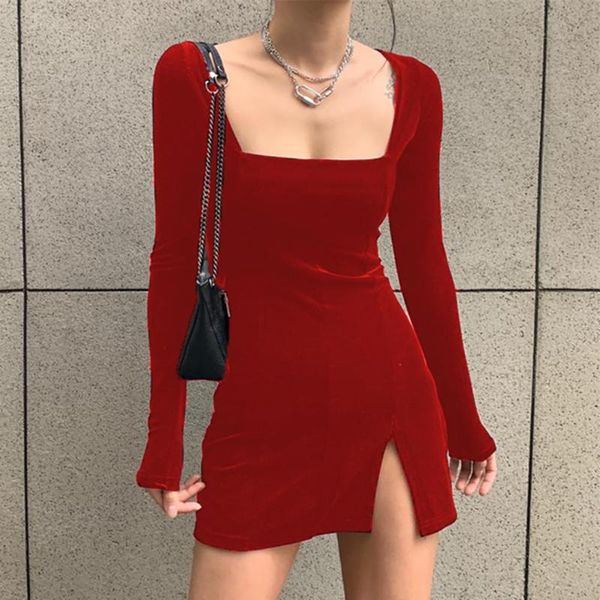 dress woman solid color low-cut split party bodycon long sleeve gothic clothing femme robe vestido de mulher casual dresses, Black;gray
dress woman solid color low-cut split party bodycon long sleeve gothic clothing femme robe vestido de mulher casual dresses, Black;gray
