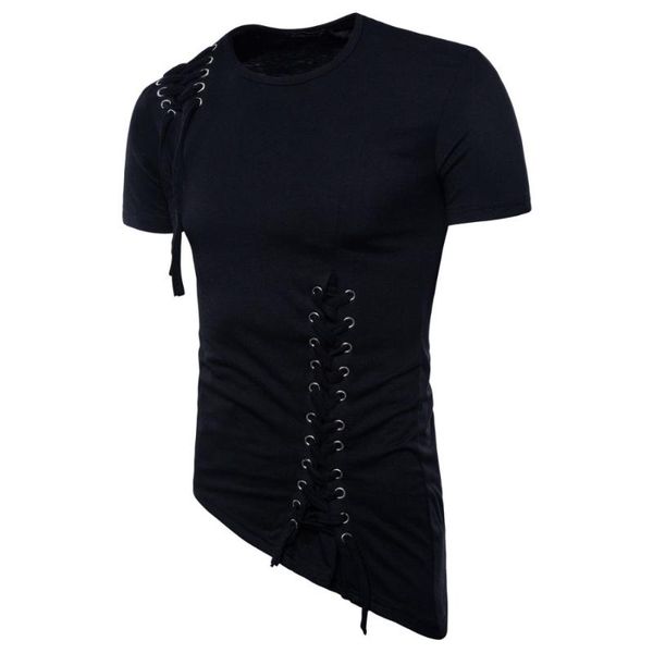 men's t-shirts men irregular design hip hop punk t shirt lacing slim fit tee shirts gothic style nightclub stage costume, White;black
men's t-shirts men irregular design hip hop punk t shirt lacing slim fit tee shirts gothic style nightclub stage costume, White;black