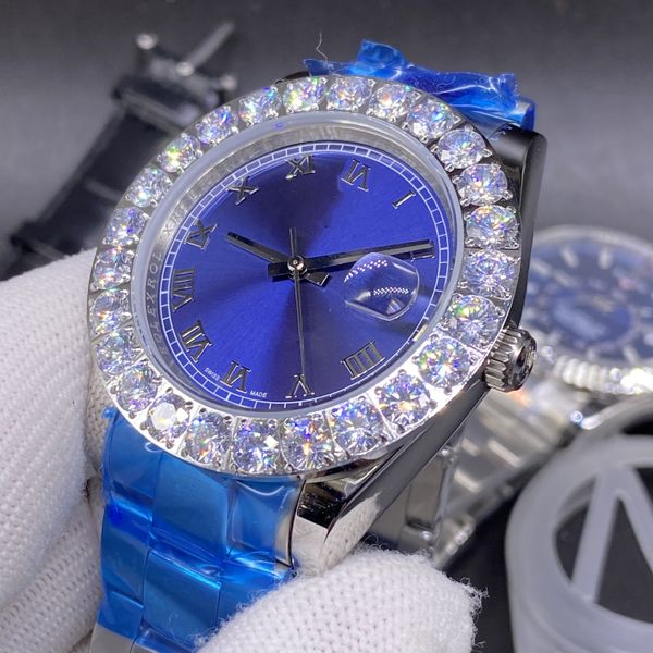fashion and leisure 43mm large diamond watch, automatic mechanical men's watchs, dark blue dial, stainless steel strap, folding buckle, Slivery;brown
fashion and leisure 43mm large diamond watch, automatic mechanical men's watchs, dark blue dial, stainless steel strap, folding buckle, Slivery;brown