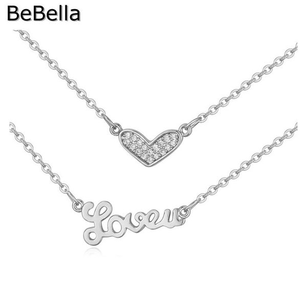 bebella 2 layer double chain heart and love charm necklace with micro pave setting cubic zirconia stone gold color pendant neck, Silver
bebella 2 layer double chain heart and love charm necklace with micro pave setting cubic zirconia stone gold color pendant neck, Silver