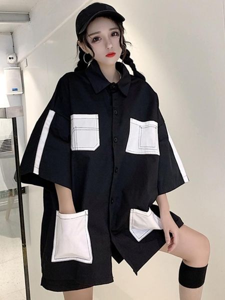 women's blouses & shirts women 2021 chic ladies streetwear loose shirt female outfit girls long hiphop oversize bf, White 
women's blouses & shirts women 2021 chic ladies streetwear loose shirt female outfit girls long hiphop oversize bf, White