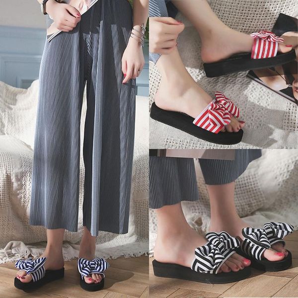slippers sagace summer women's beach slipper bow casual anti-slip striped platform flat sandals open toe shoes for ladies, Black
slippers sagace summer women's beach slipper bow casual anti-slip striped platform flat sandals open toe shoes for ladies, Black