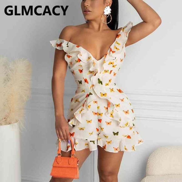 women off shoulder butterfly printed ruffle design romper 210702, Black;white
women off shoulder butterfly printed ruffle design romper 210702, Black;white