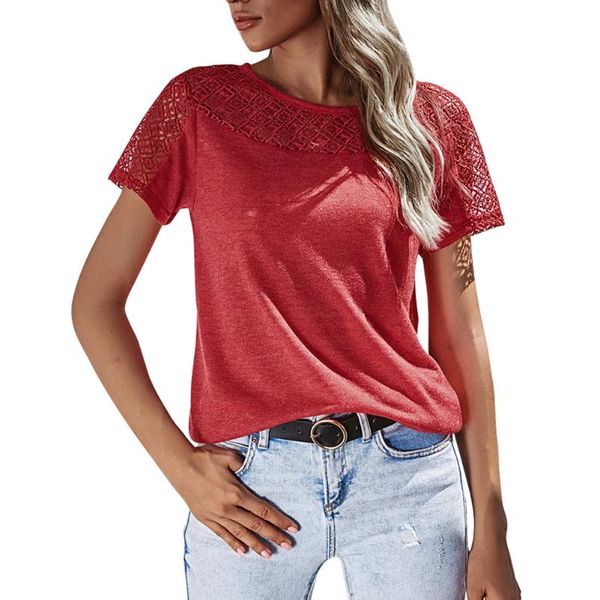 women's t-shirt summer simple elegantembroidery hollow solid color comfortable loose casual short sleeve blouse, White
women's t-shirt summer simple elegantembroidery hollow solid color comfortable loose casual short sleeve blouse, White