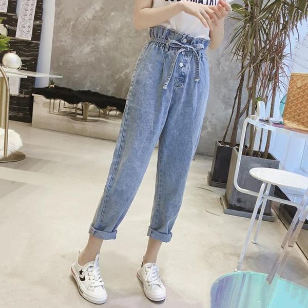 women's jeans summer autumn pants women high waist tether 9-point loose wide leg straight femme vintage denim, Blue
women's jeans summer autumn pants women high waist tether 9-point loose wide leg straight femme vintage denim, Blue