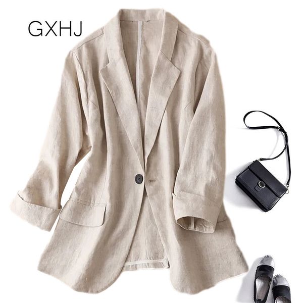 ladies linen suit cotton and linen suit jacket female spring casual retro one buckle solid color summer blazer lhj080 211006, White;black
ladies linen suit cotton and linen suit jacket female spring casual retro one buckle solid color summer blazer lhj080 211006, White;black