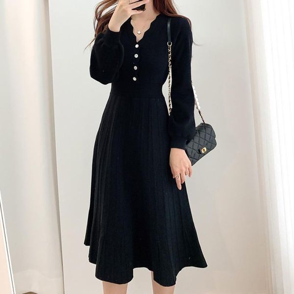casual dresses woman pleated knitted 2021 autumn long sleeve slim sweater vestidos mujer fashion vintage elegant beige midi robe, Black;gray
casual dresses woman pleated knitted 2021 autumn long sleeve slim sweater vestidos mujer fashion vintage elegant beige midi robe, Black;gray