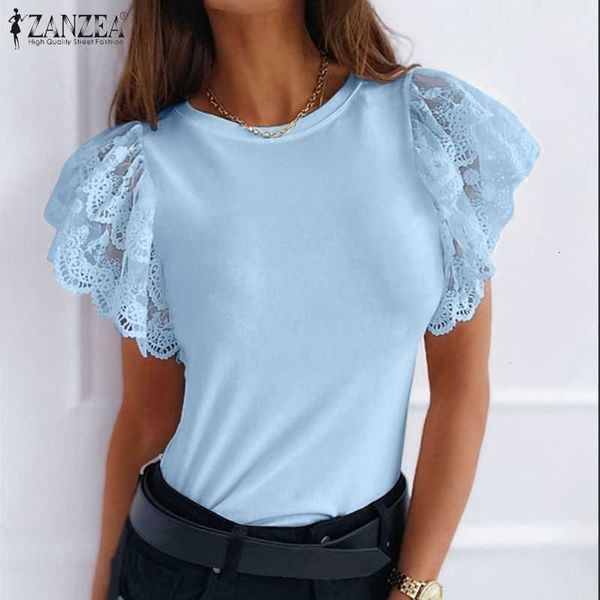 women's blouses & shirts blouses summer women shirt elegant stitching lace ruffle casual solid short sleeve female basis blusa ove wp1, White
women's blouses & shirts blouses summer women shirt elegant stitching lace ruffle casual solid short sleeve female basis blusa ove wp1, White