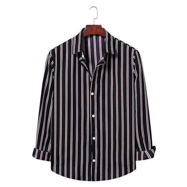 men's casual shirts men striped shirtsturn down collar long sleeve loose camisas para hombre lapel button up roupas masculinas, White;black
men's casual shirts men striped shirtsturn down collar long sleeve loose camisas para hombre lapel button up roupas masculinas, White;black