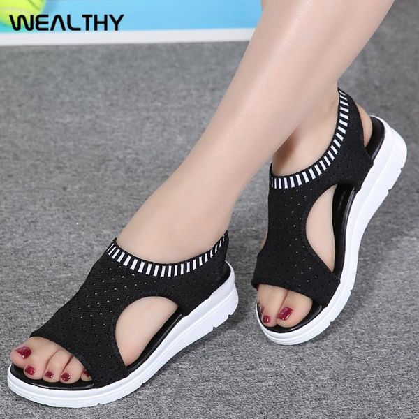 women sandals summer comfortable wedge ladies slip-on flat mesh walking shoes female platform sandalias, Black
women sandals summer comfortable wedge ladies slip-on flat mesh walking shoes female platform sandalias, Black