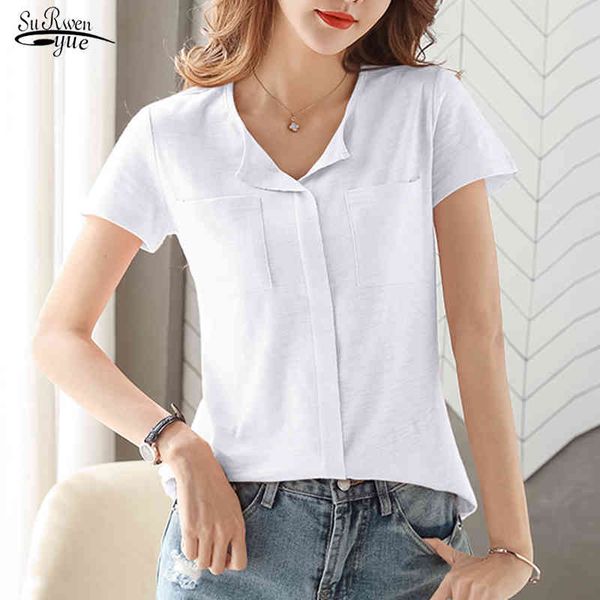 summer v-neck cotton t-shirt women casual solid color pockets oversized vintage female clothing blusas 13772 210508, White
summer v-neck cotton t-shirt women casual solid color pockets oversized vintage female clothing blusas 13772 210508, White