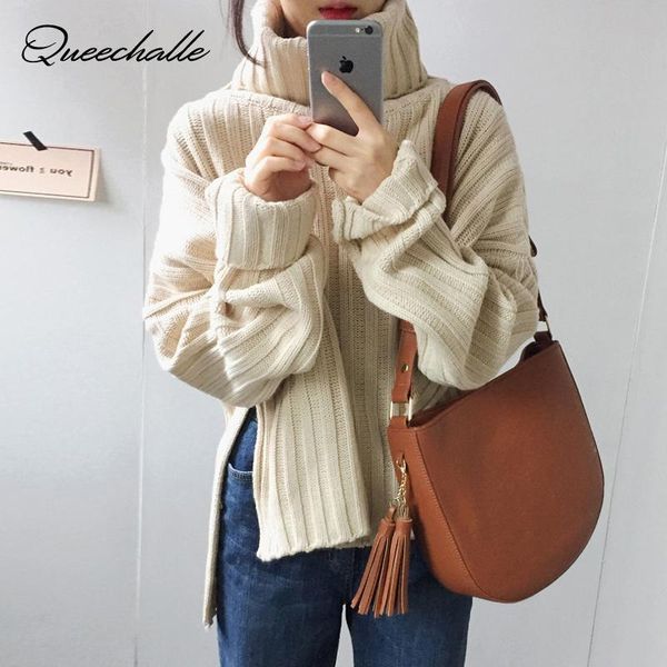 women's sweaters apricot black women turtleneck knitted pullover autumn full sleeve thick loose split casual sweater for female, White;black
women's sweaters apricot black women turtleneck knitted pullover autumn full sleeve thick loose split casual sweater for female, White;black