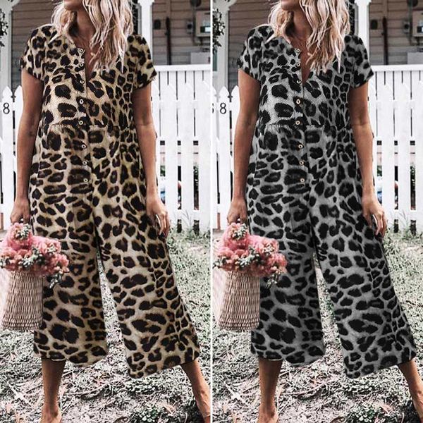women's jumpsuits & rompers plus size overalls women summer celmia vintage leopard print buttons casual short sleeve wide leg playsuits, Black;white
women's jumpsuits & rompers plus size overalls women summer celmia vintage leopard print buttons casual short sleeve wide leg playsuits, Black;white