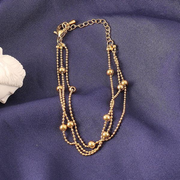 link, chain korean style stainless steel bead bracelet anklet for women vintage three-layered gold hand femme jewelry gift, Black
link, chain korean style stainless steel bead bracelet anklet for women vintage three-layered gold hand femme jewelry gift, Black