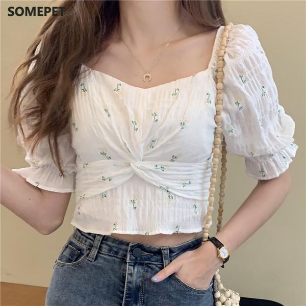 women's blouses & shirts women sweet cropped floral holiday ladies square collar puff sleeve retro summer 2021 folds trendy casual cozy, White
women's blouses & shirts women sweet cropped floral holiday ladies square collar puff sleeve retro summer 2021 folds trendy casual cozy, White