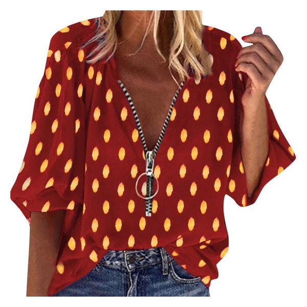 women's blouses & shirts zipper v-neck shirt s-xl fashion work women cotton fit vintage floral print dot mujer blusas, White
women's blouses & shirts zipper v-neck shirt s-xl fashion work women cotton fit vintage floral print dot mujer blusas, White