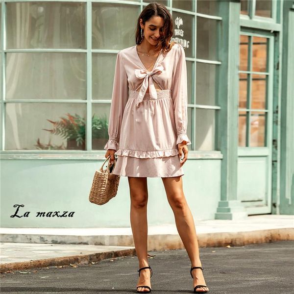 casual dresses korean style women mini dress 2021 autumn v-neck ruffles elegant long sleeves, Black;gray
casual dresses korean style women mini dress 2021 autumn v-neck ruffles elegant long sleeves, Black;gray