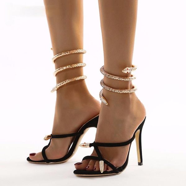 style gold metal snake embellished women sandals fashion narrow band super high heels summer female shoes gladiator, Black
style gold metal snake embellished women sandals fashion narrow band super high heels summer female shoes gladiator, Black