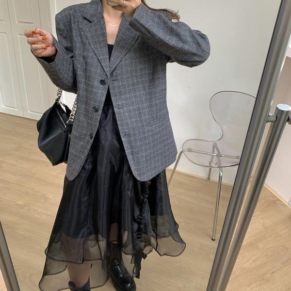 hzirip outwear coats streetwear 2021 loose korean large size brief ol plaid stylish jackets blazers chic vintage all match women's sui, White;black
hzirip outwear coats streetwear 2021 loose korean large size brief ol plaid stylish jackets blazers chic vintage all match women's sui, White;black