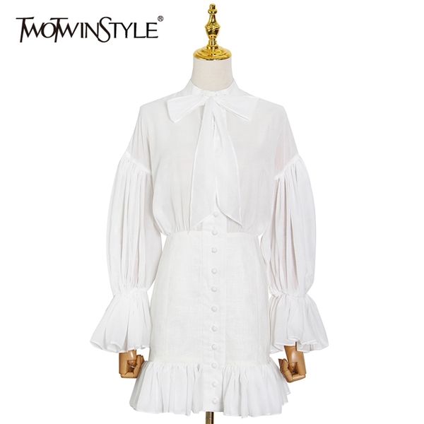elegant white lace up bowknot dress for women stand collar long sleeve mini dresses female fashion clothing 210520, Black;gray
elegant white lace up bowknot dress for women stand collar long sleeve mini dresses female fashion clothing 210520, Black;gray