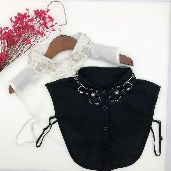 bow ties sitonjwly 2021 women white detachable collar female half embroidery handmade beads fake necklace tie false, Black;gray
bow ties sitonjwly 2021 women white detachable collar female half embroidery handmade beads fake necklace tie false, Black;gray