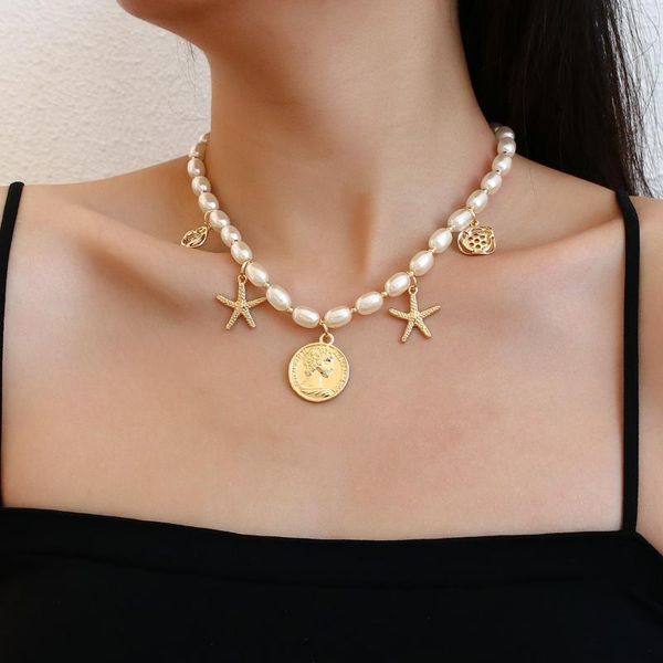 chains aensoa fashion pearl chain necklace for women imitation metal starfish geometric coin pendant necklaces 2021 trend jewelry, Silver
chains aensoa fashion pearl chain necklace for women imitation metal starfish geometric coin pendant necklaces 2021 trend jewelry, Silver