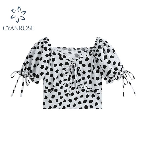 puff short sleeve square chiffon black dot shirt women bandage design crop summer korean style fashion lady blouse 210515, White
puff short sleeve square chiffon black dot shirt women bandage design crop summer korean style fashion lady blouse 210515, White