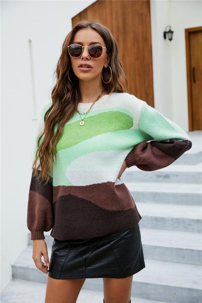 women's sweaters women color block sweater casual printed long sleeve round neck knit pullover, White;black
women's sweaters women color block sweater casual printed long sleeve round neck knit pullover, White;black