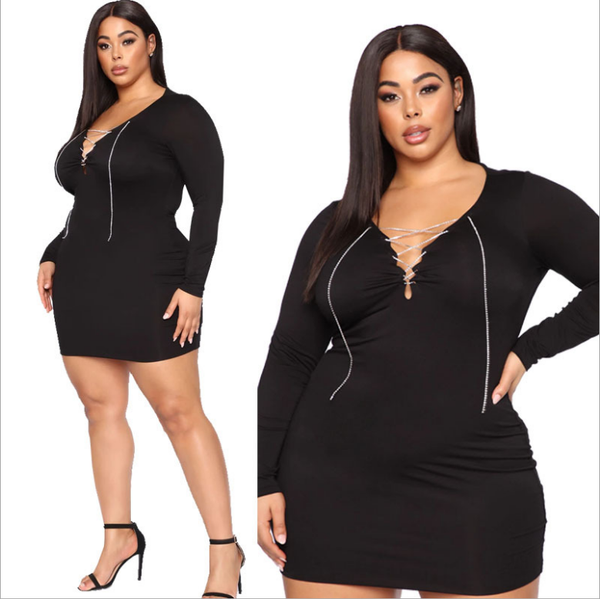 casual dresses fashion women solid lace-up sportwear dress plus size lady's autumn full sleeve bodycon mini with high resilience, Black;gray
casual dresses fashion women solid lace-up sportwear dress plus size lady's autumn full sleeve bodycon mini with high resilience, Black;gray