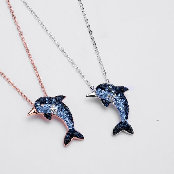 chains s925 sterling silver necklace female diamond blue dolphin love pendant clavicle chain jewelry fashion lady
chains s925 sterling silver necklace female diamond blue dolphin love pendant clavicle chain jewelry fashion lady