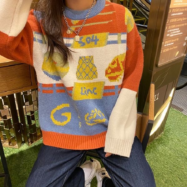 autumn winter women loose pullovers and sweaters preppy style color patchwork thick knitted warm sweater womens (f1458) 210423, White;black
autumn winter women loose pullovers and sweaters preppy style color patchwork thick knitted warm sweater womens (f1458) 210423, White;black