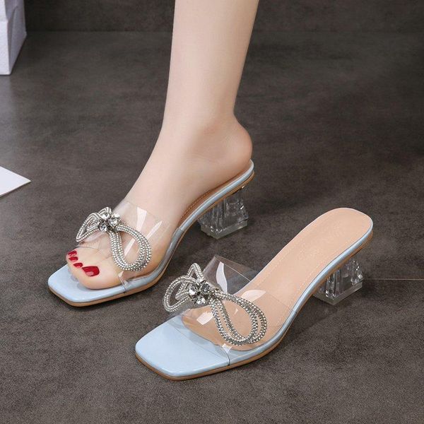 slippers thick heel women crystal bow pvc open toe high shoes summer sweet transparent slides, Black
slippers thick heel women crystal bow pvc open toe high shoes summer sweet transparent slides, Black