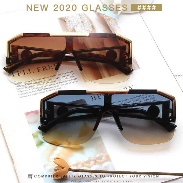 luxury designer sunglasses oversized goggle for women 2021 semi-rimless gradient siamese lens sun glasses outdoor driving windproof uv 0622, White;black
luxury designer sunglasses oversized goggle for women 2021 semi-rimless gradient siamese lens sun glasses outdoor driving windproof uv 0622, White;black