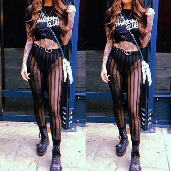 women's leggings oversize bulifting women striped mesh pants trousers high waist perspective slim club party skinny, Black
women's leggings oversize bulifting women striped mesh pants trousers high waist perspective slim club party skinny, Black