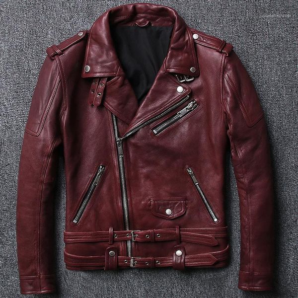 men genuine leather motorcycle jacket brand tanned vintage sheepskin slim oblique zipper biker jackets retro coat 2021 men's & faux, Black
men genuine leather motorcycle jacket brand tanned vintage sheepskin slim oblique zipper biker jackets retro coat 2021 men's & faux, Black
