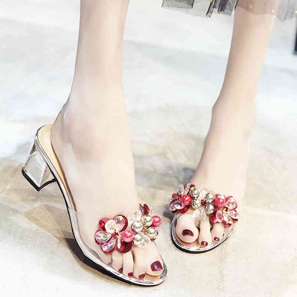 slippers lucyever fashion pearl flower slides women summer open toe transparest square heel woman luxury high beach shoes jy4n, Black
slippers lucyever fashion pearl flower slides women summer open toe transparest square heel woman luxury high beach shoes jy4n, Black