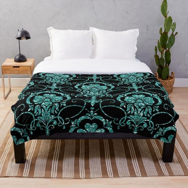 glitter damask pattern in teal and black throw blanket flannel sherpa bedspread bedding sofa picnic fur soft blankets
glitter damask pattern in teal and black throw blanket flannel sherpa bedspread bedding sofa picnic fur soft blankets
