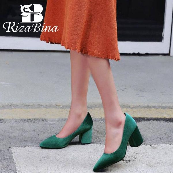 dress shoes rizabina women pumps pointed toe chunky heel suede leather solid color flock concise ladies footwear size 32-43, Black
dress shoes rizabina women pumps pointed toe chunky heel suede leather solid color flock concise ladies footwear size 32-43, Black