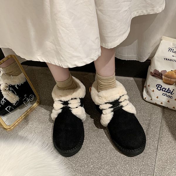 2022 sweet women wool suede ankle boots girl cat short bowknot velvet snow boots casual shoes woman flats platform boots, Black
2022 sweet women wool suede ankle boots girl cat short bowknot velvet snow boots casual shoes woman flats platform boots, Black