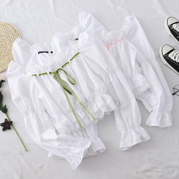 women's blouses & shirts kawaii chic womens chiffon sweet lolita square neck ladies lantern sleeve casual short style lace, White
women's blouses & shirts kawaii chic womens chiffon sweet lolita square neck ladies lantern sleeve casual short style lace, White