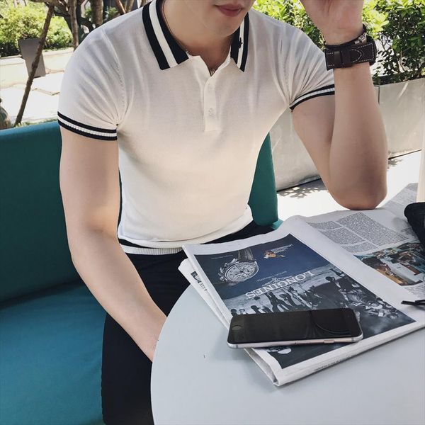 england style gentlemen summer mens polos short sleeve knitted shirt classic casual business homme breathable tees, White;black
england style gentlemen summer mens polos short sleeve knitted shirt classic casual business homme breathable tees, White;black