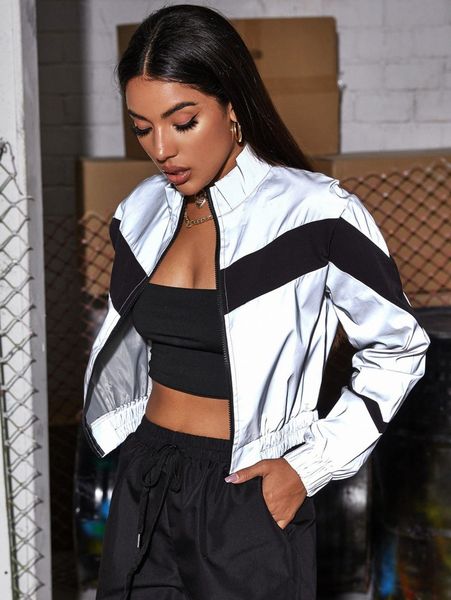 zip up color block reflective jacket k3fp#, Black;brown
zip up color block reflective jacket k3fp#, Black;brown