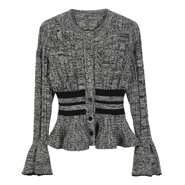 women sweater knitted long sleeve gray black geometric cardigans ruffle m0010 210514, White
women sweater knitted long sleeve gray black geometric cardigans ruffle m0010 210514, White