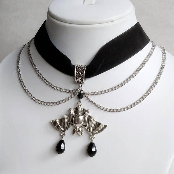 chains black/red velvet collar, gothic witch bat necklace, victorian gorgeous jewelry, halloween gifts for ladies, Silver
chains black/red velvet collar, gothic witch bat necklace, victorian gorgeous jewelry, halloween gifts for ladies, Silver